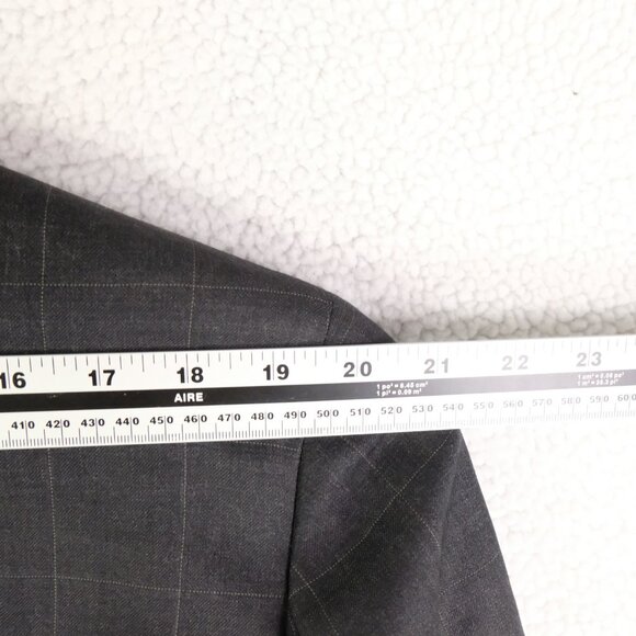 Samuelsohn Blazer Mens 44 Tall Long Gray Plaid Wool Super 100s Sport Coat Jacket - Picture 8 of 16